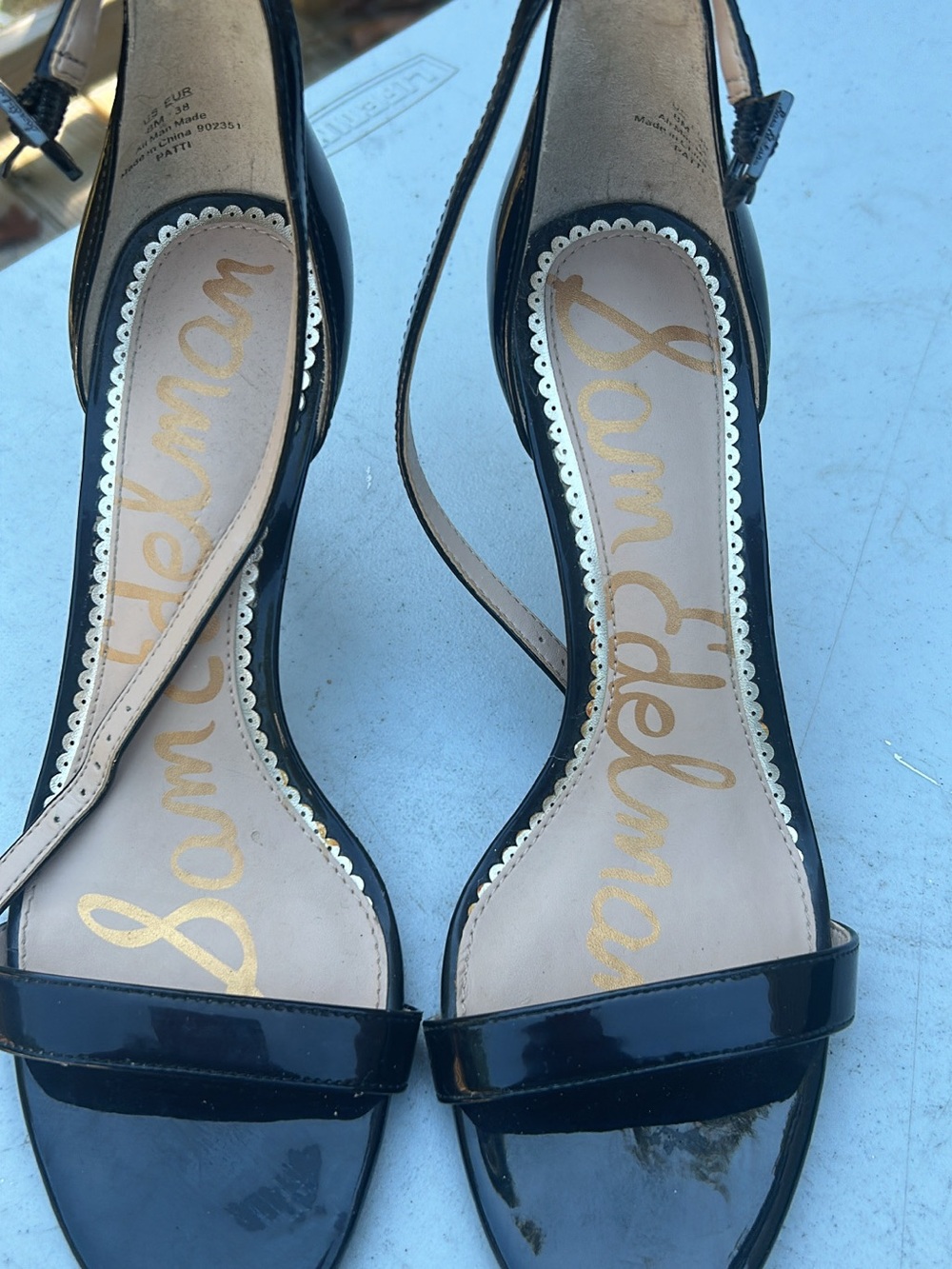 Sam Edelman Black Patent Leather Slingback Heels